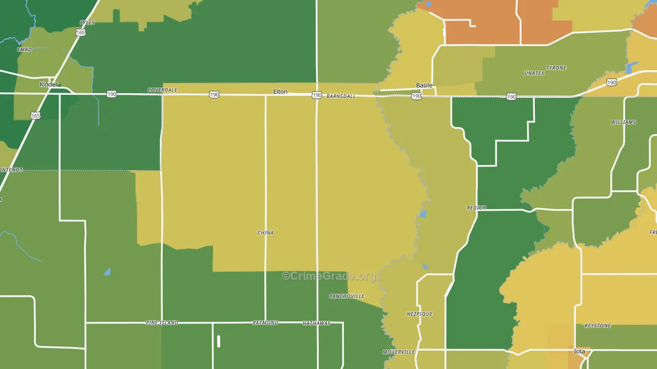 Elton, LA Map of Drug-Related Crime Rates