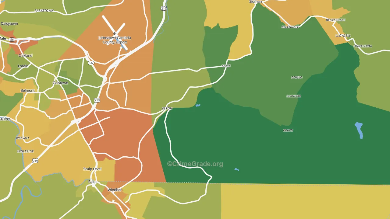 Elton, PA Map of Drug-Related Crime Rates