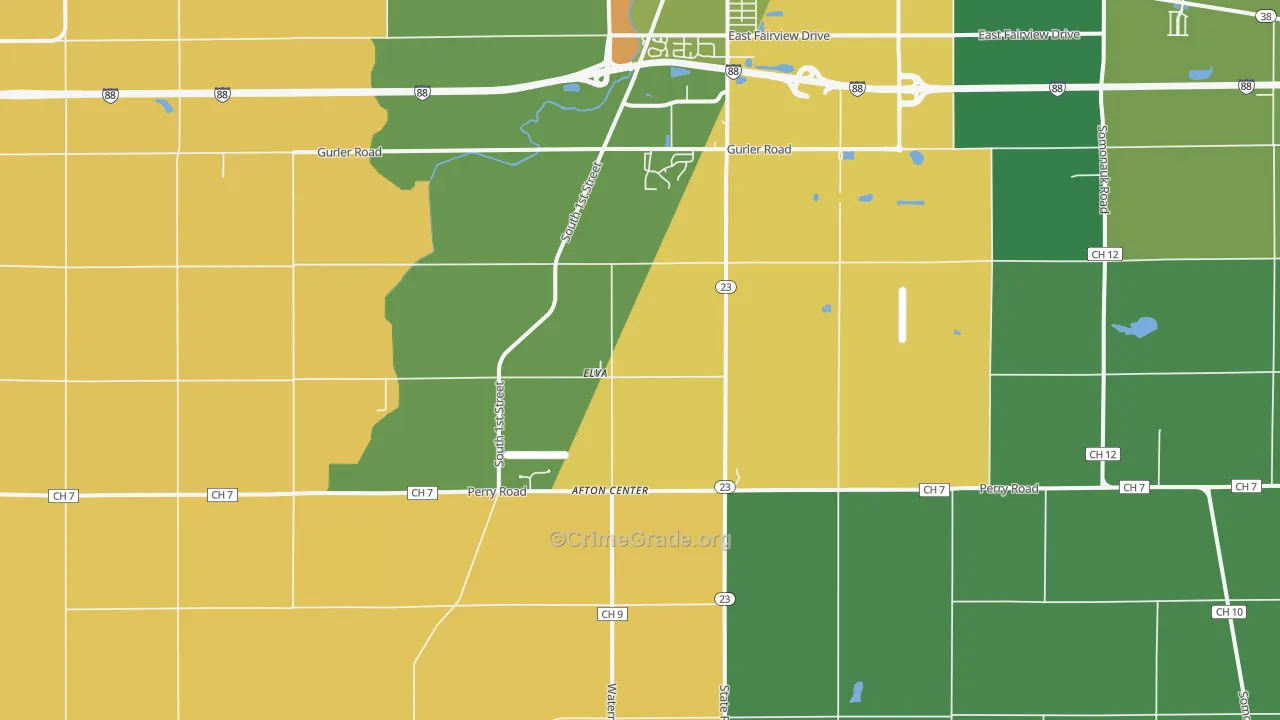 Elva, IL Map of Drug-Related Crime Rates