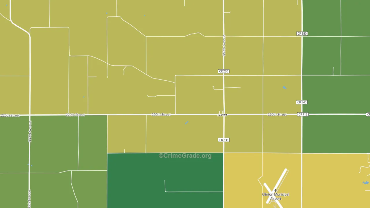 Elvira, IA Map of Drug-Related Crime Rates