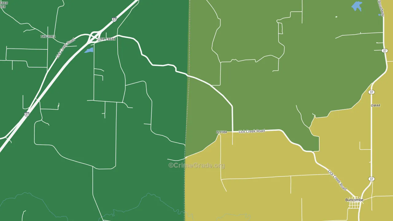 Elvira, IL Map of Drug-Related Crime Rates