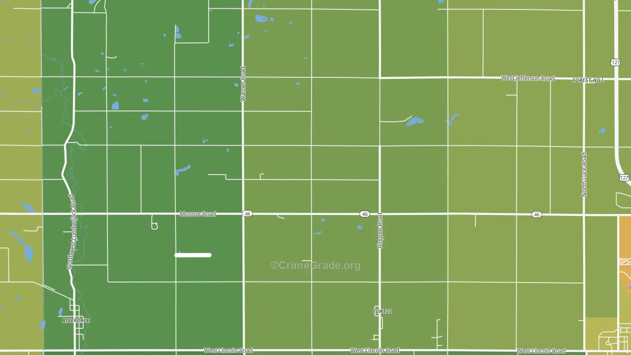 Elwell, MI Map of Drug-Related Crime Rates