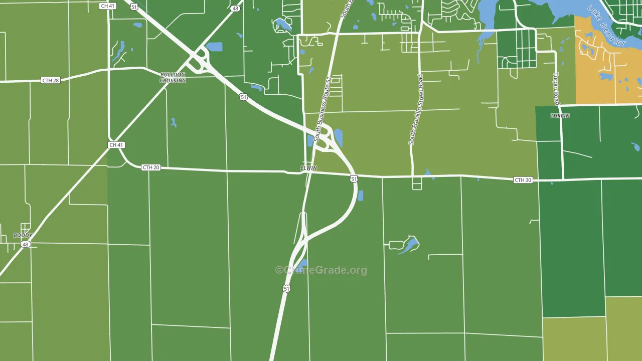 Elwin, IL Map of Drug-Related Crime Rates