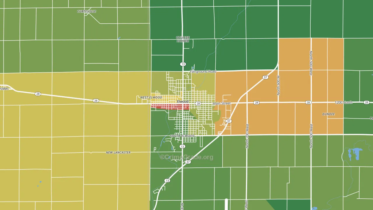 Elwood, IN Map of Drug-Related Crime Rates