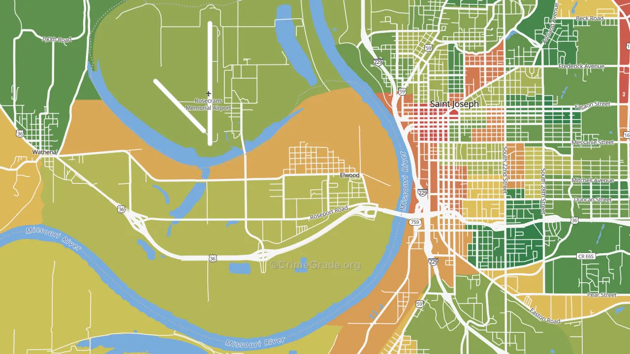 Elwood, KS Map of Drug-Related Crime Rates