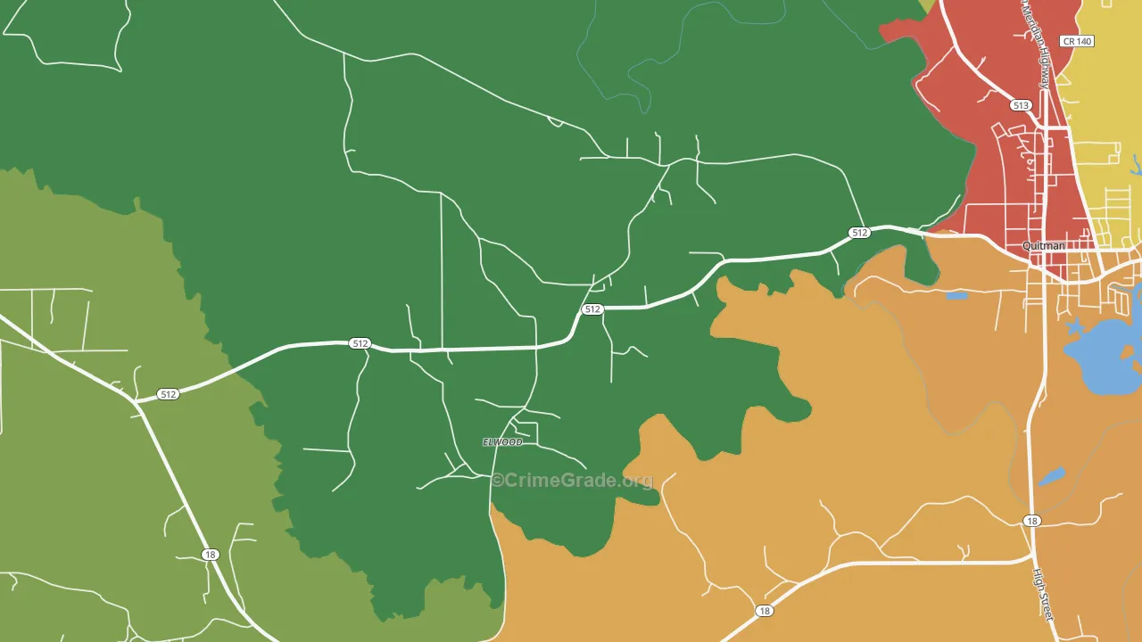 Elwood, MS Map of Drug-Related Crime Rates