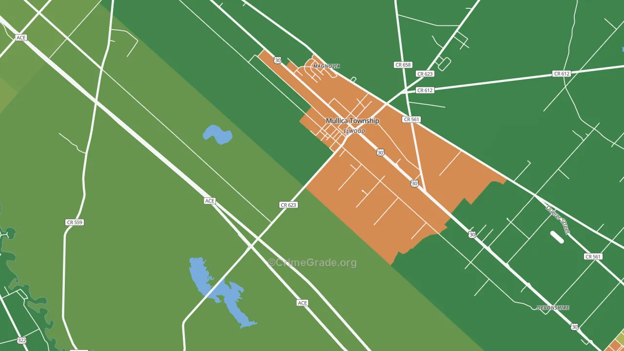Elwood, NJ Map of Drug-Related Crime Rates