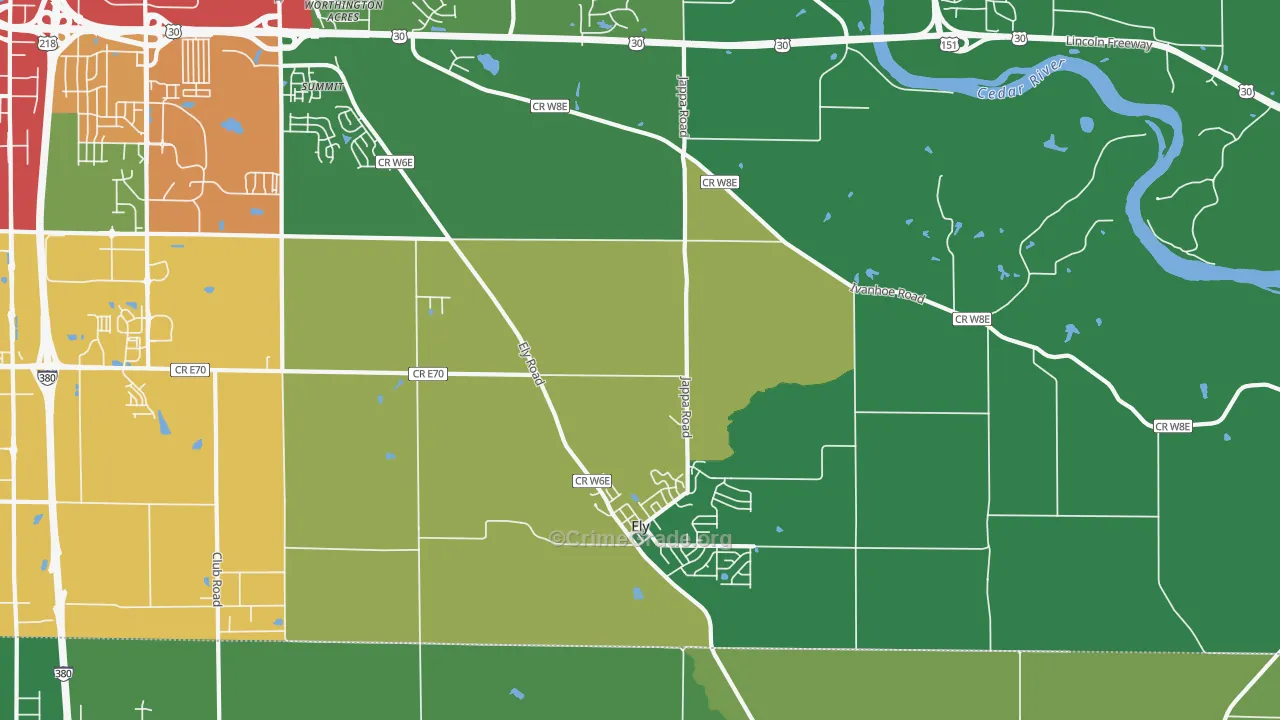 Ely, IA Map of Drug-Related Crime Rates