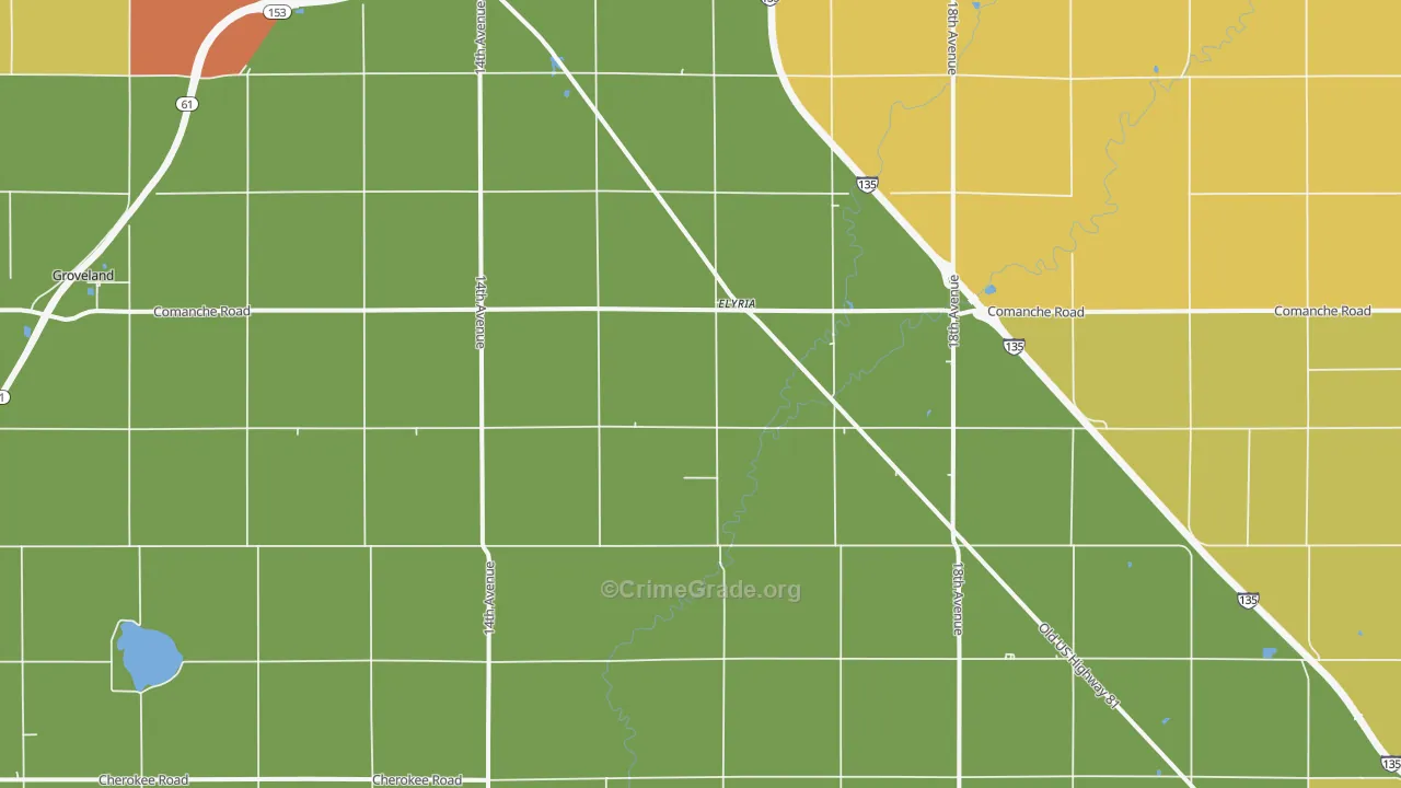 Elyria, KS Map of Drug-Related Crime Rates