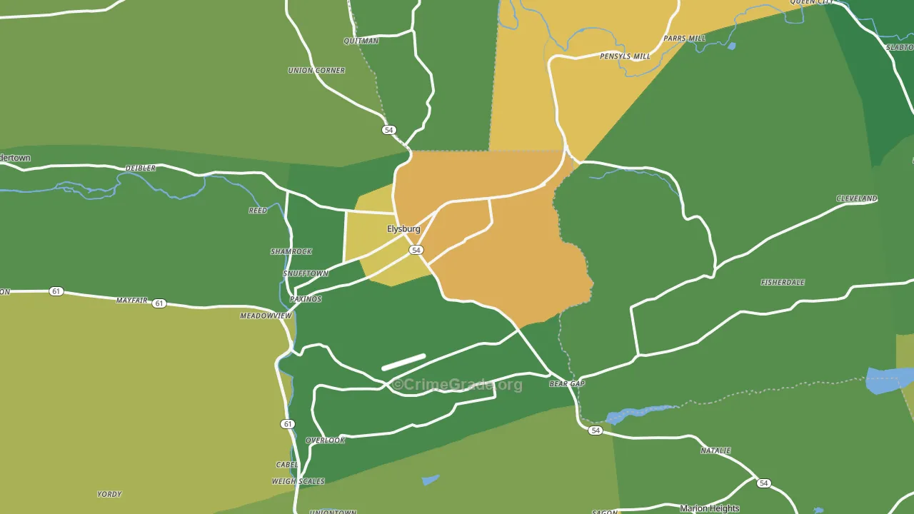Elysburg, PA Map of Drug-Related Crime Rates