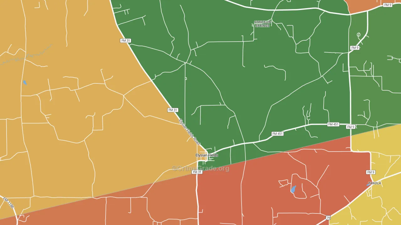 Elysian Fields, TX Map of Drug-Related Crime Rates