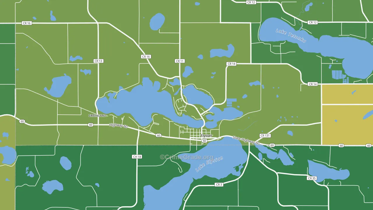 Elysian, MN Map of Drug-Related Crime Rates