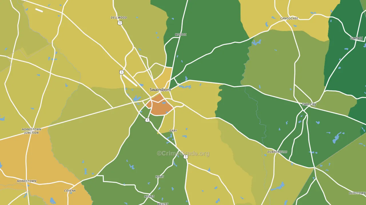 Emanuel County, GA Map of Drug-Related Crime Rates
