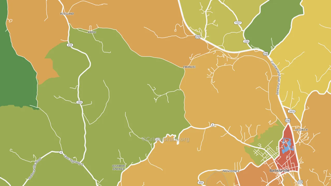 Emanuel, KY Map of Drug-Related Crime Rates