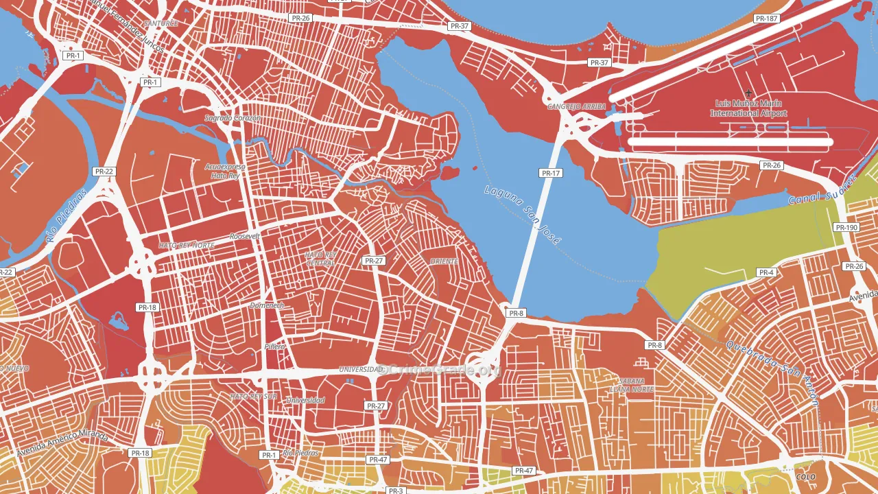 Embalse San Jose, San Juan, PR Map of Drug-Related Crime Rates