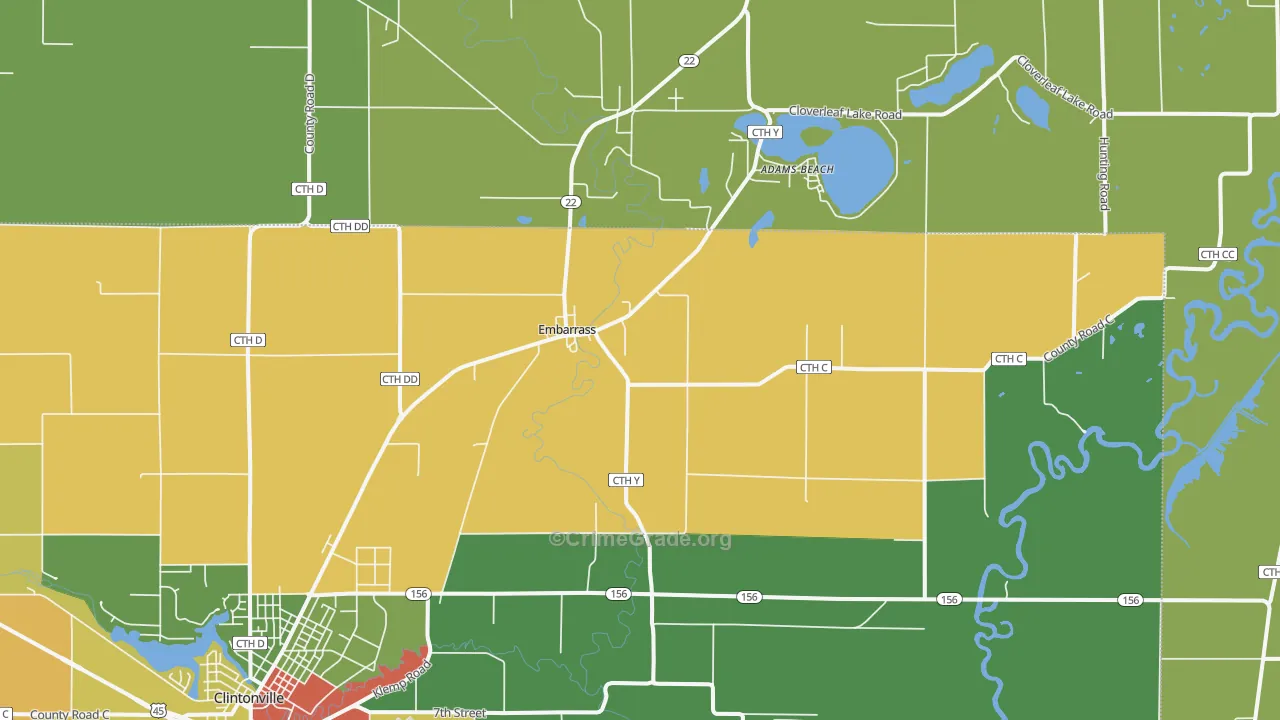 Embarrass, WI Map of Drug-Related Crime Rates
