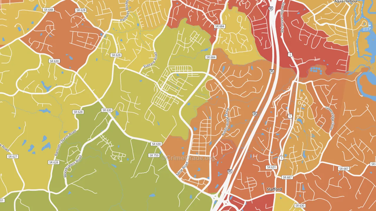 Embrey Mill, Stafford, VA Map of Drug-Related Crime Rates