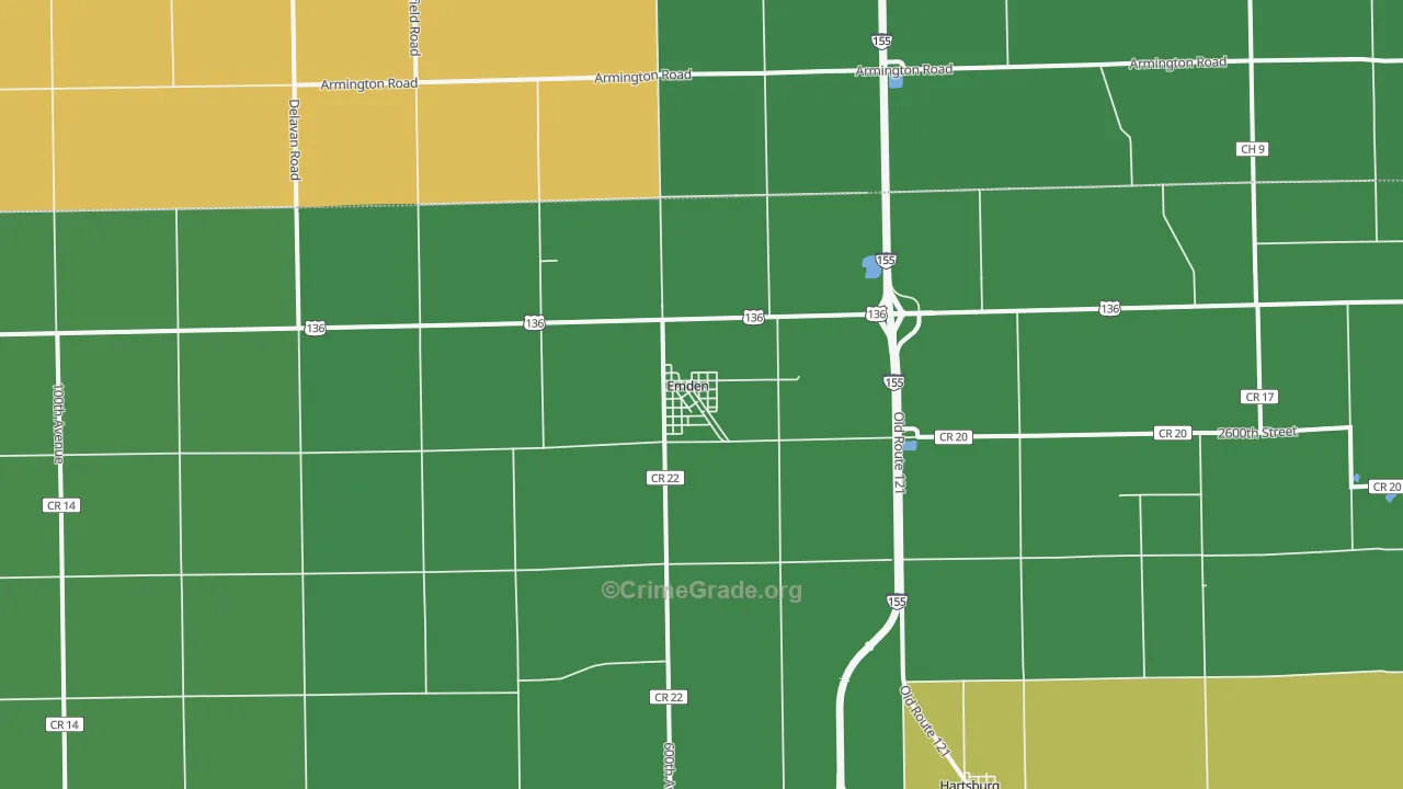 Emden, IL Map of Drug-Related Crime Rates