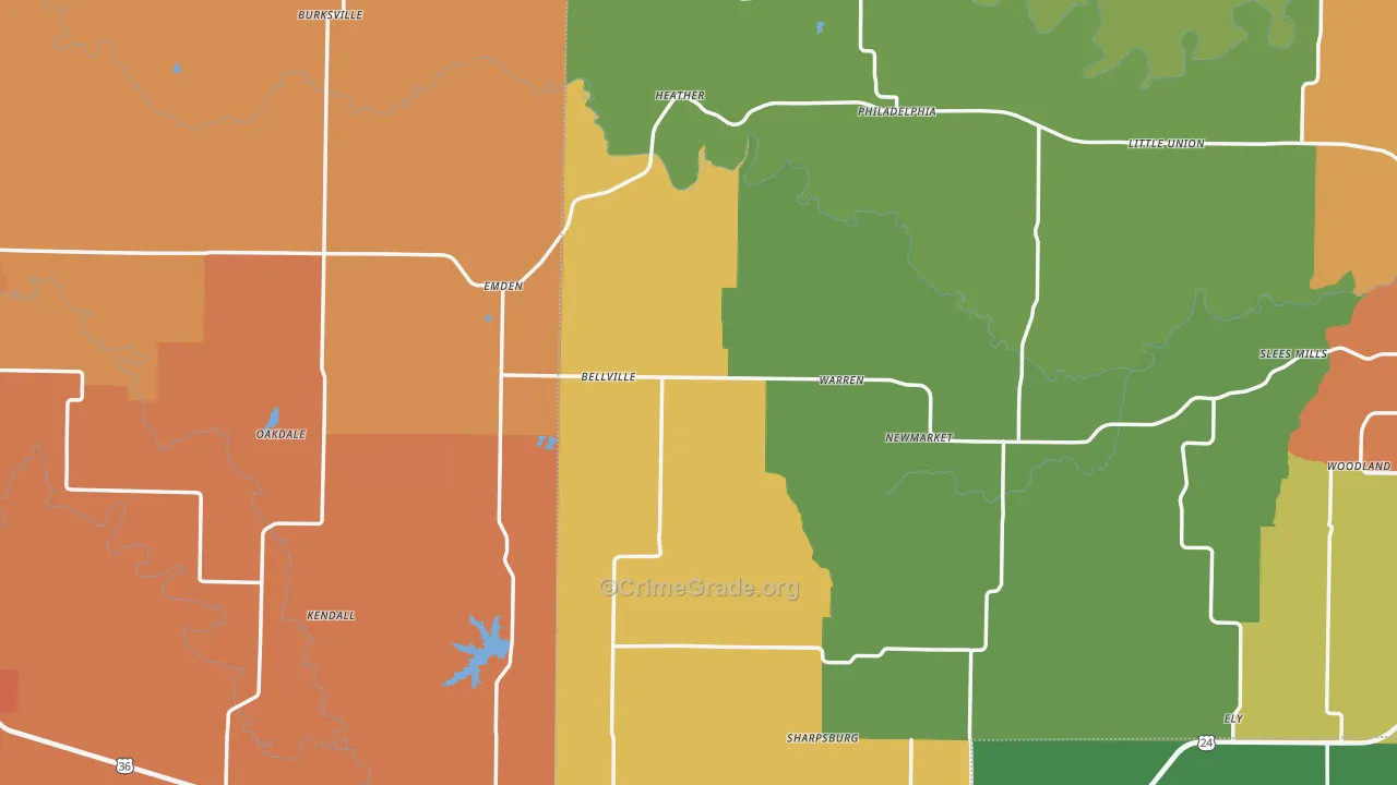 Emden, MO Map of Drug-Related Crime Rates