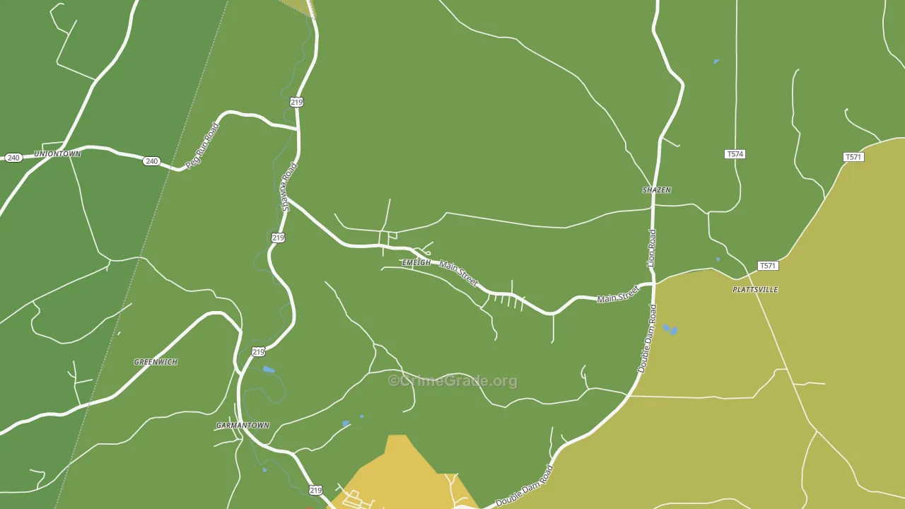 Emeigh, PA Map of Drug-Related Crime Rates