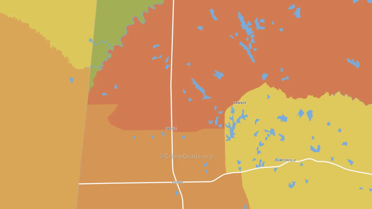 Emelle, AL Map of Drug-Related Crime Rates