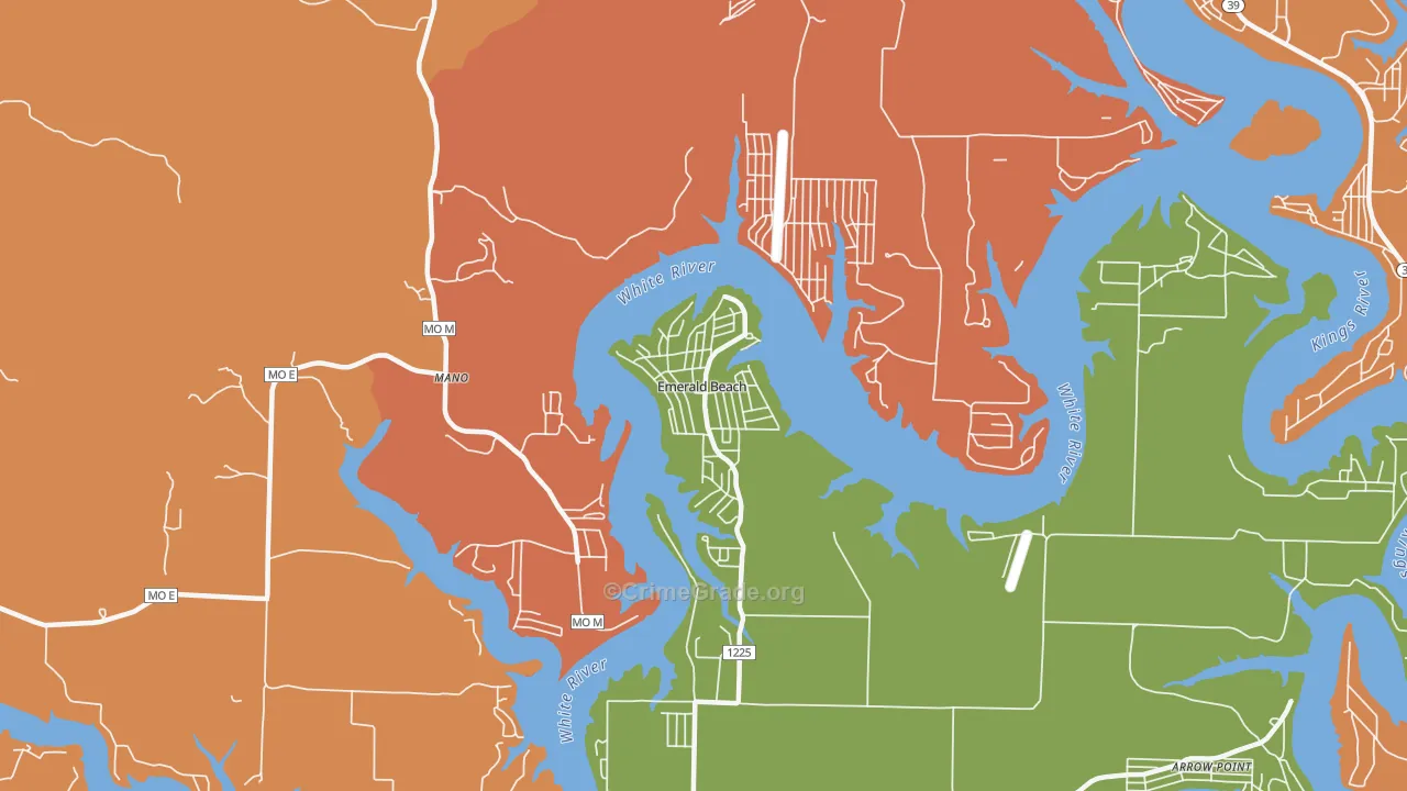Emerald Beach, MO Map of Drug-Related Crime Rates