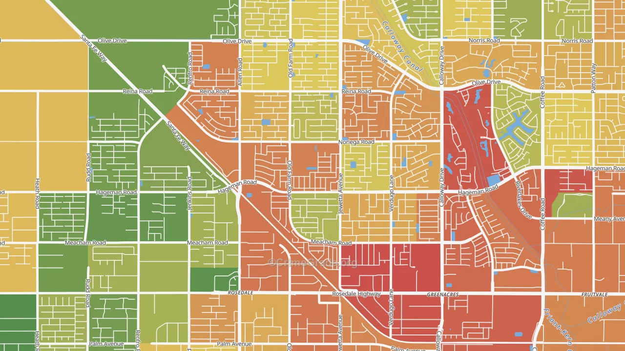 Emerald Estates, Bakersfield, CA Map of Drug-Related Crime Rates