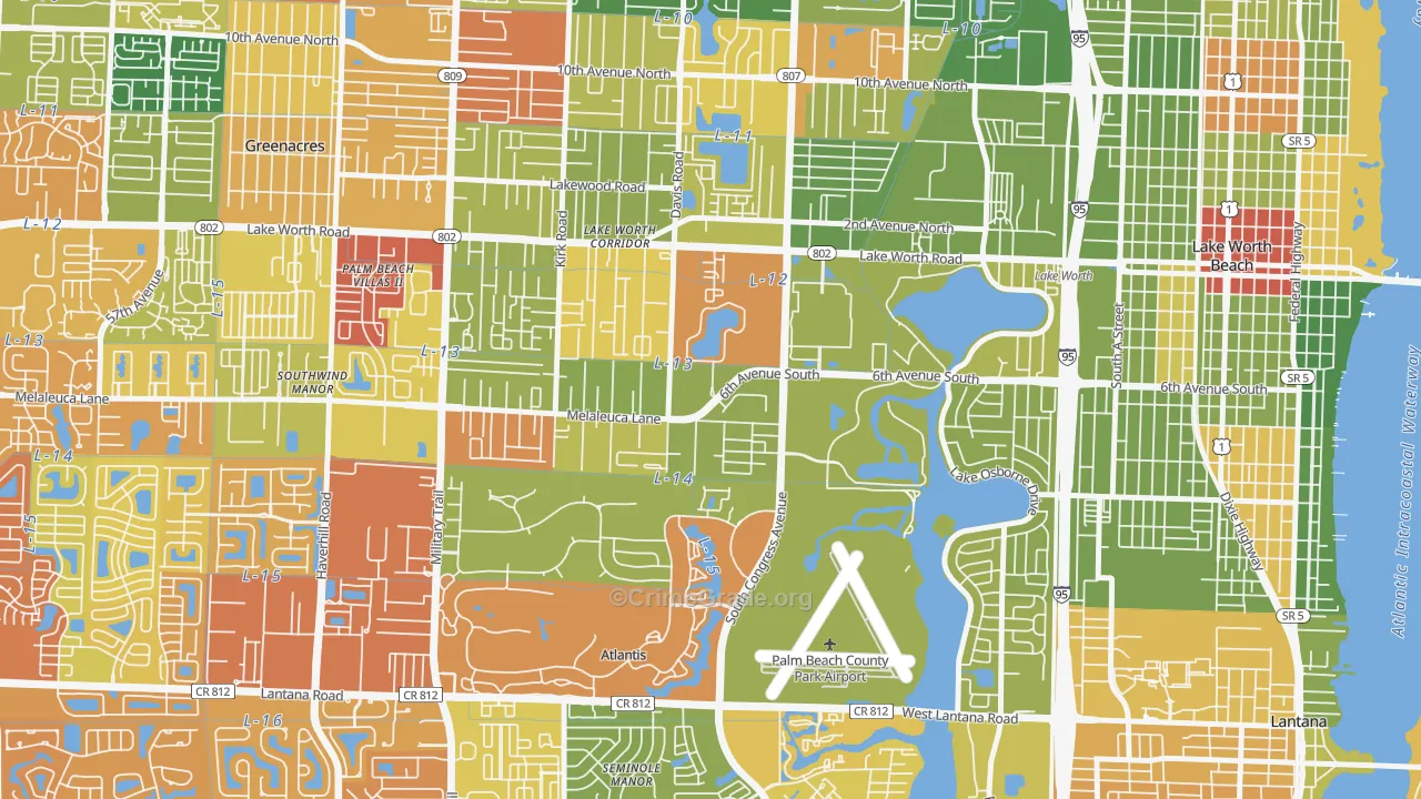 Emerald Lake-Miami, Lake Worth, FL Map of Drug-Related Crime Rates