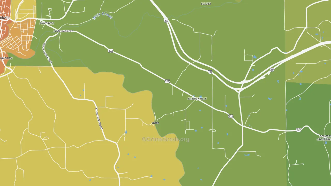Emerickville, PA Map of Drug-Related Crime Rates