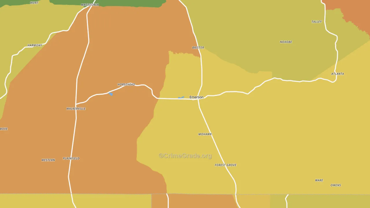 Emerson, AR Map of Drug-Related Crime Rates