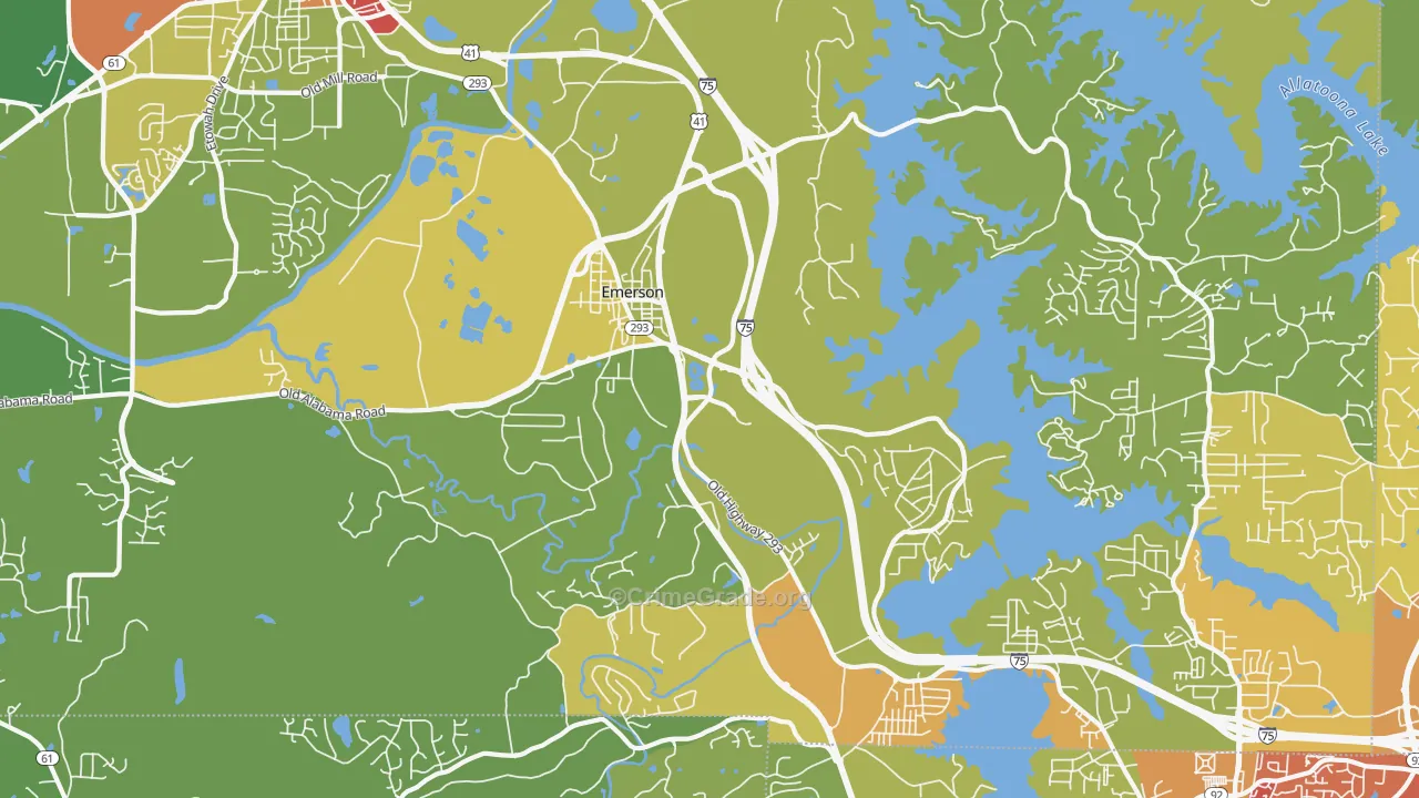 Emerson, GA Map of Drug-Related Crime Rates