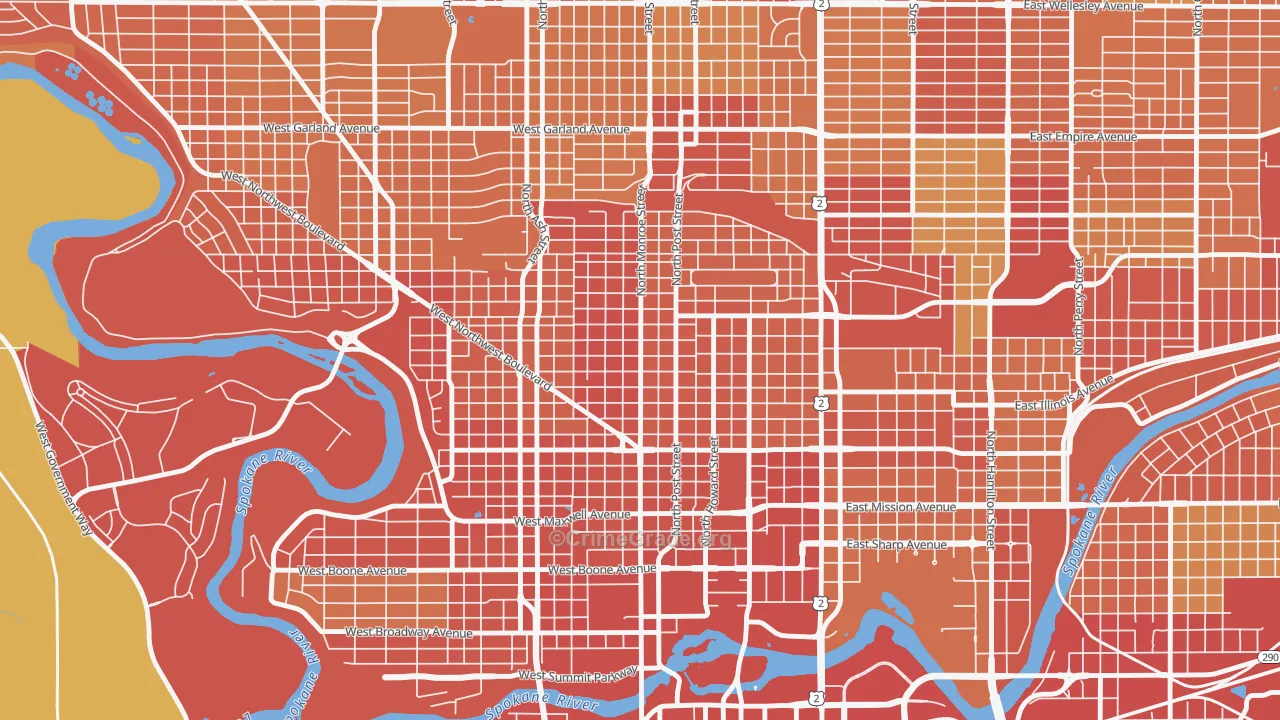 Emerson Garfield, Spokane, WA Map of Drug-Related Crime Rates