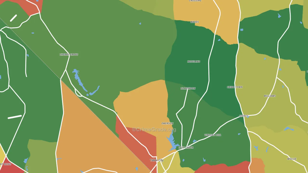Emerson, NC Map of Drug-Related Crime Rates