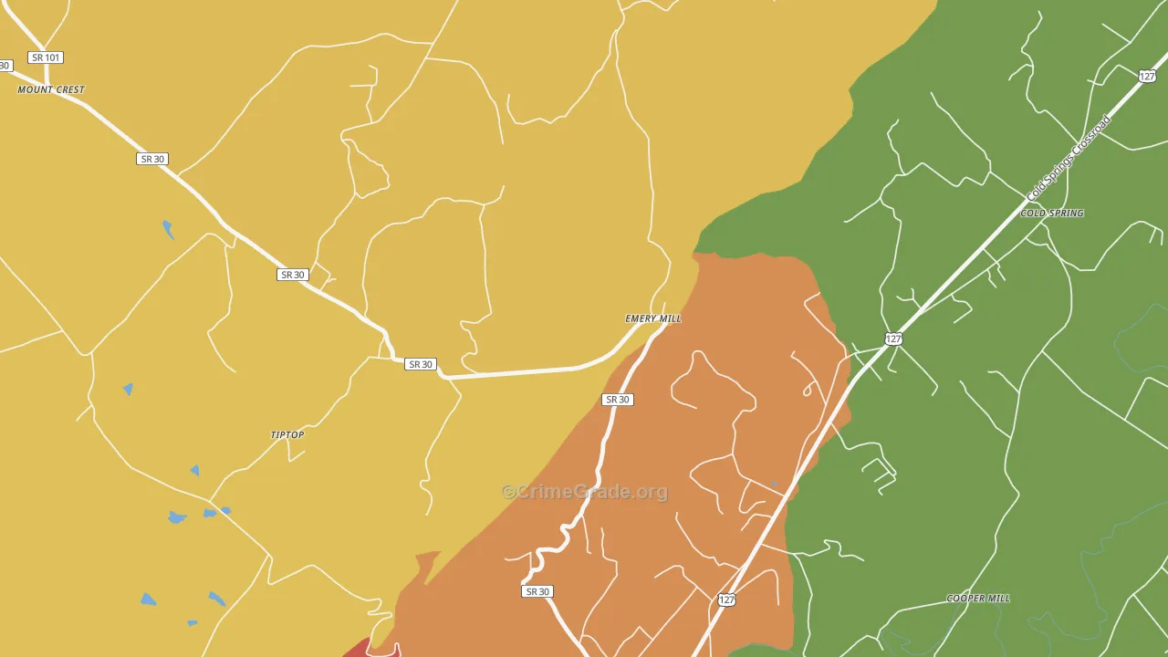 Emery Mill, TN Map of Drug-Related Crime Rates