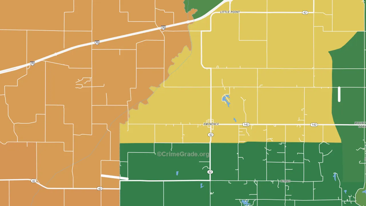 Eminence, IN Map of Drug-Related Crime Rates