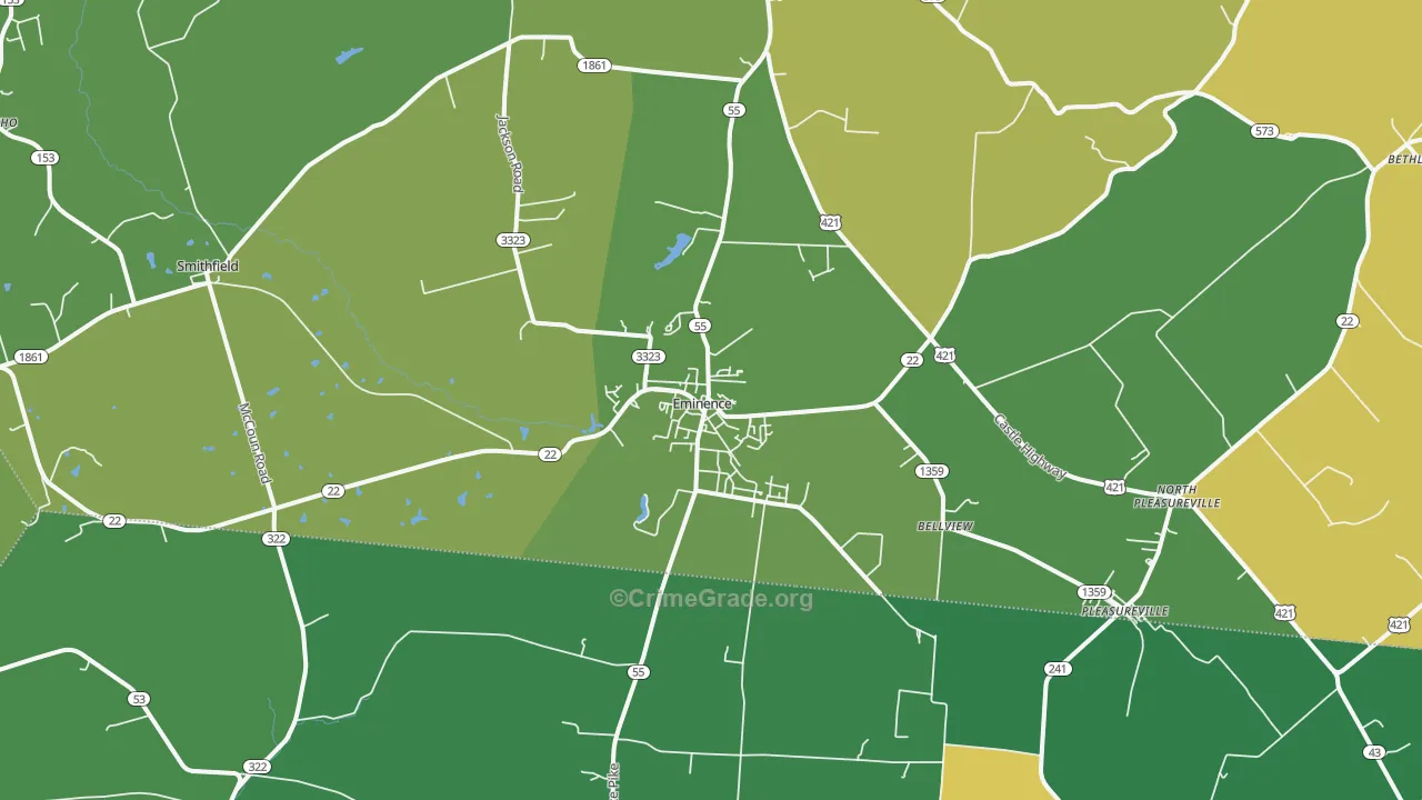 Eminence, KY Map of Drug-Related Crime Rates