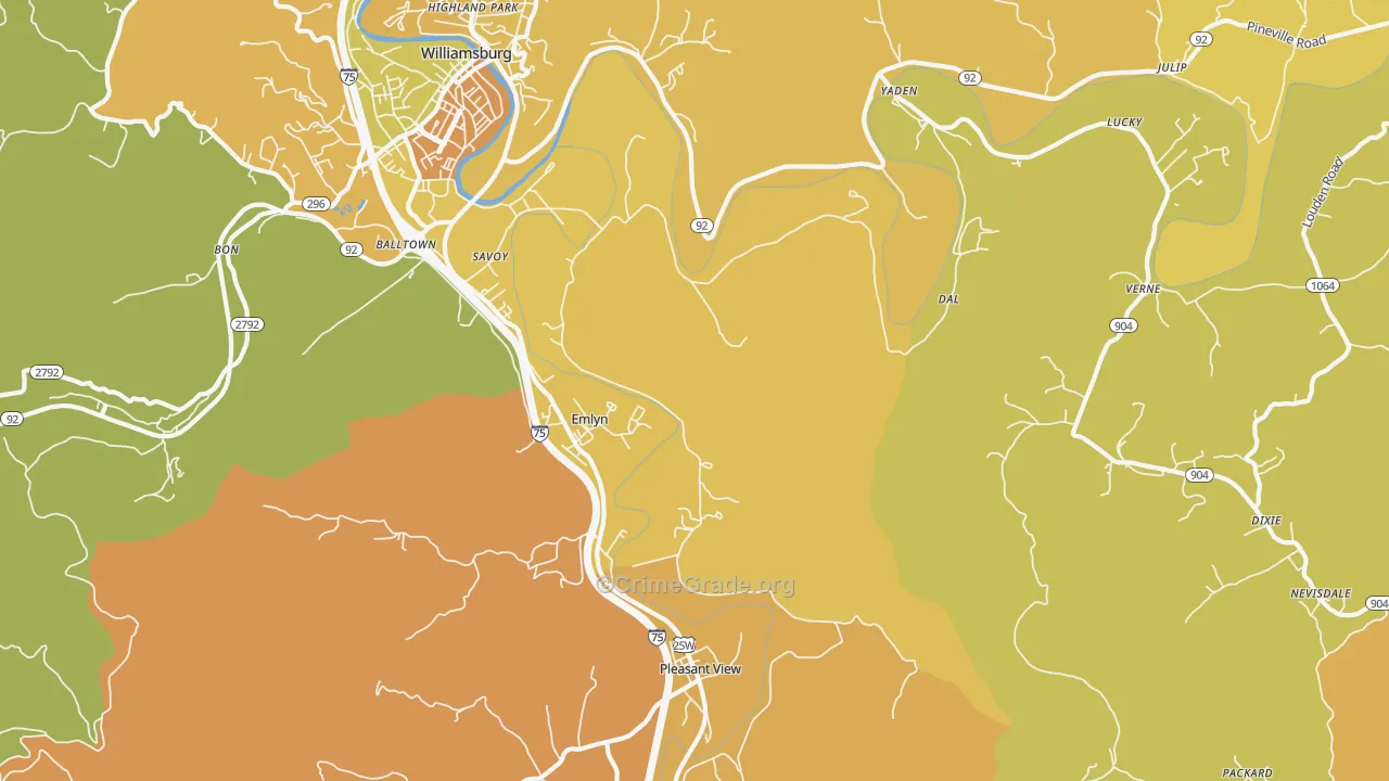 Emlyn, KY Map of Drug-Related Crime Rates