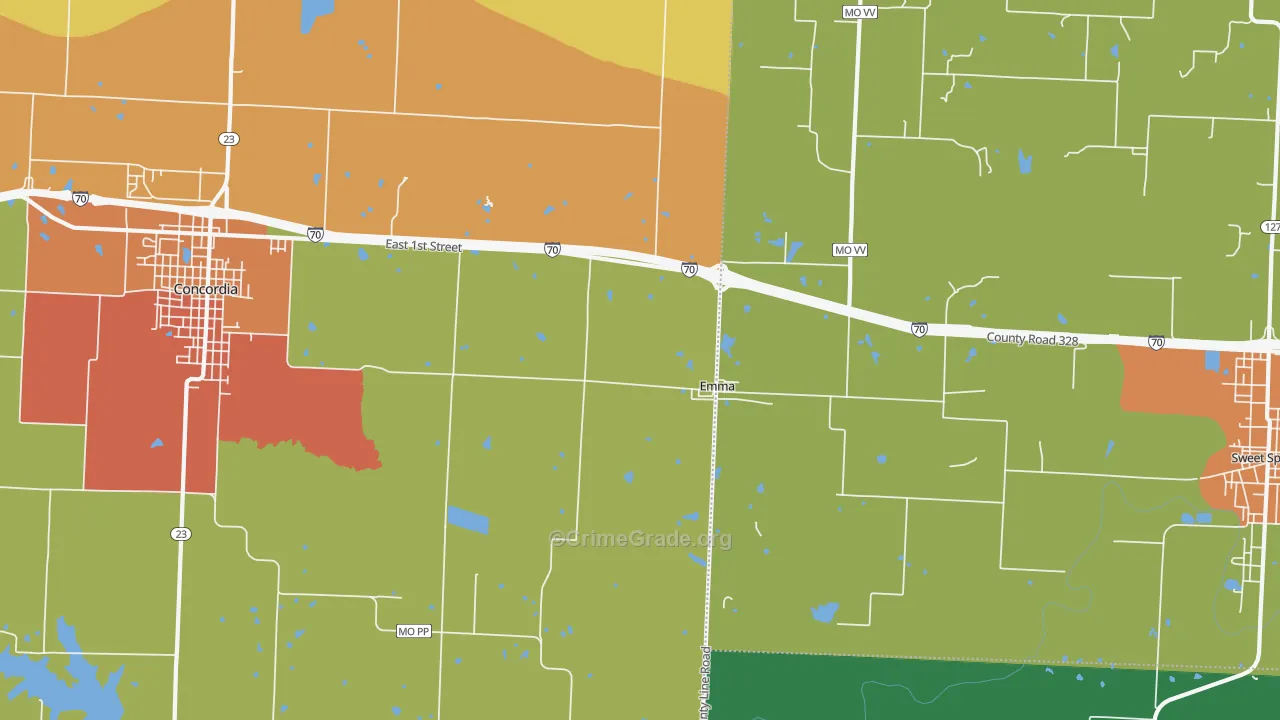 Emma, MO Map of Drug-Related Crime Rates