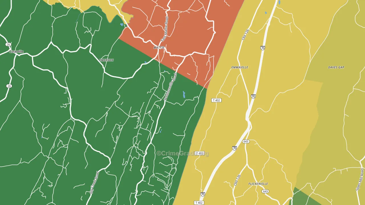 Emmaville, PA Map of Drug-Related Crime Rates