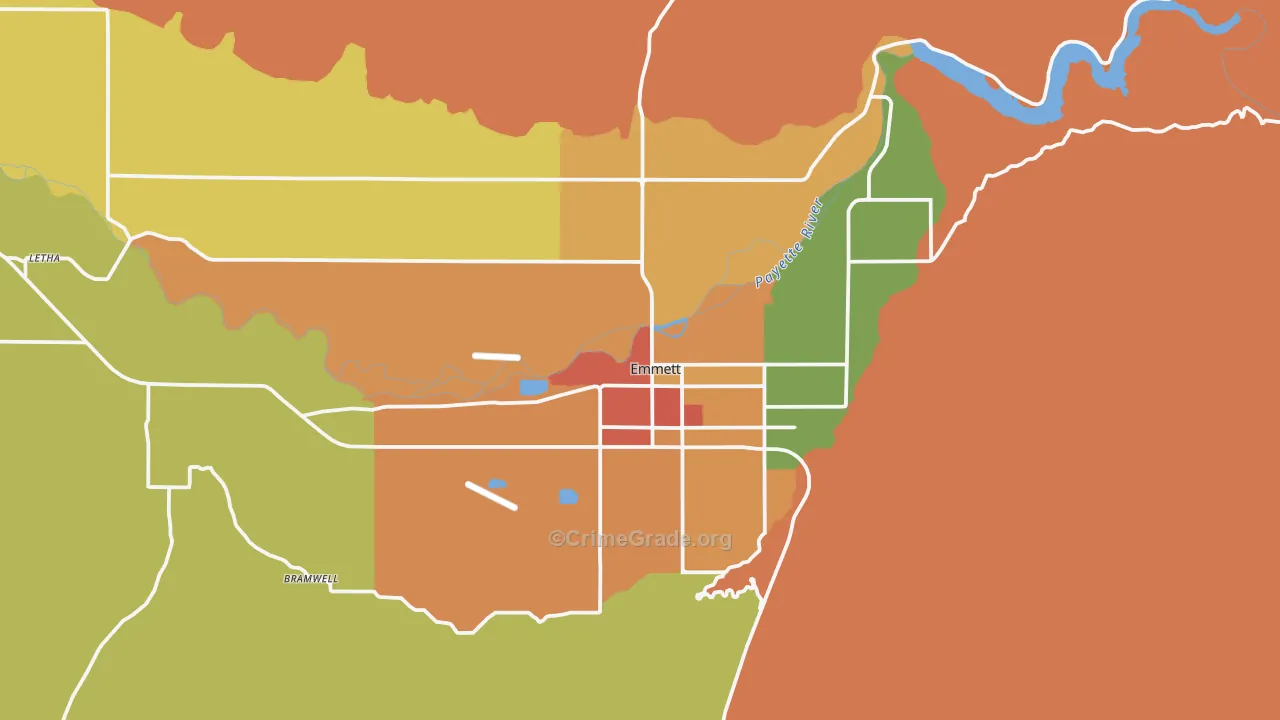 Emmett, ID Map of Drug-Related Crime Rates