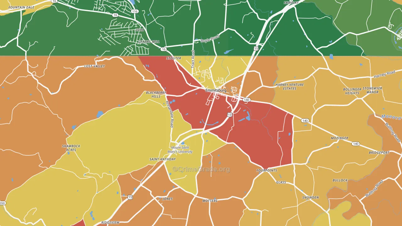 Emmitsburg, MD Map of Drug-Related Crime Rates