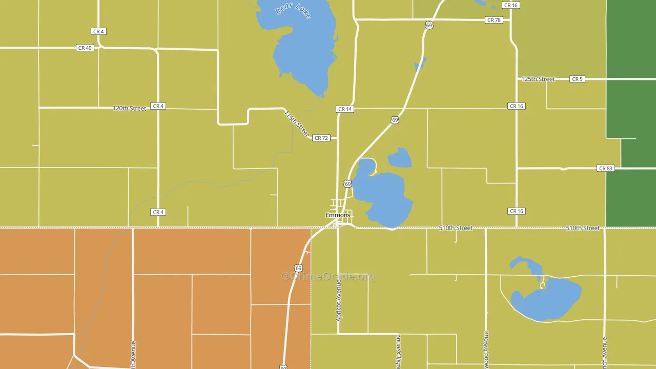 Emmons, MN Map of Drug-Related Crime Rates