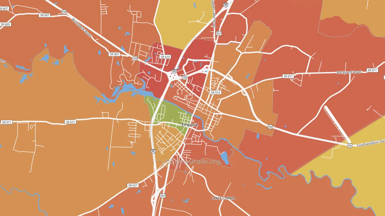 Emporia City, VA Map of Drug-Related Crime Rates