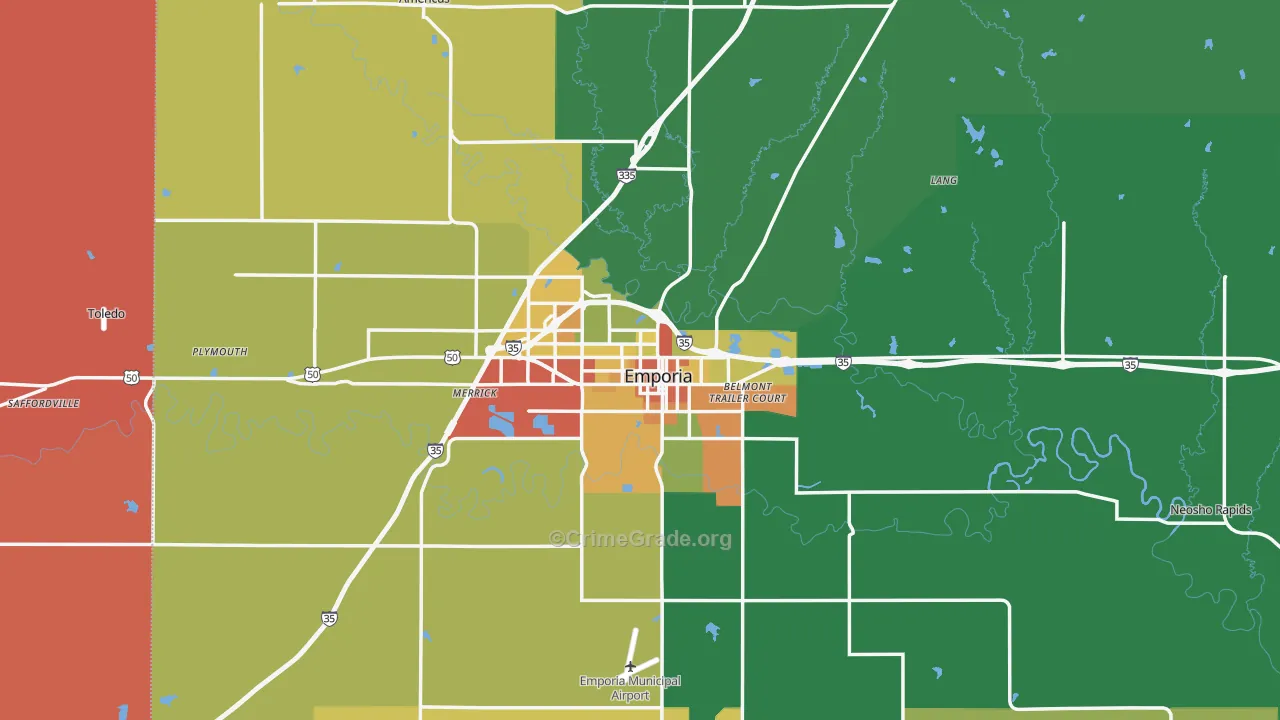 Emporia, KS Map of Drug-Related Crime Rates