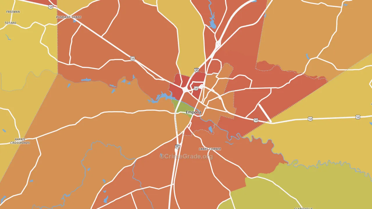 Emporia, VA Map of Drug-Related Crime Rates