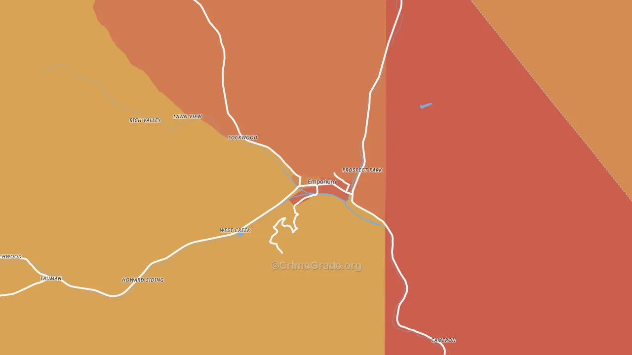 Emporium, PA Map of Drug-Related Crime Rates