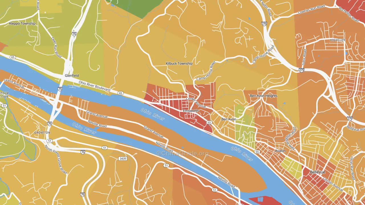 Emsworth, PA Map of Drug-Related Crime Rates