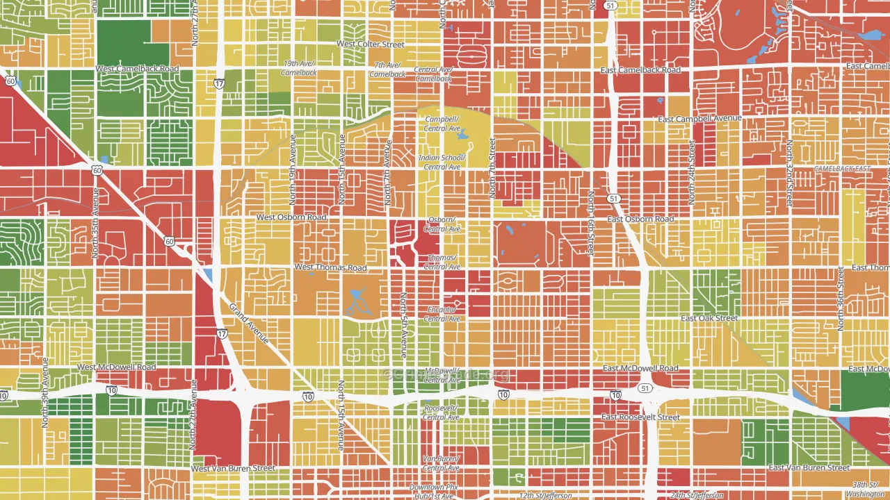 Encanto, Phoenix, AZ Map of Drug-Related Crime Rates