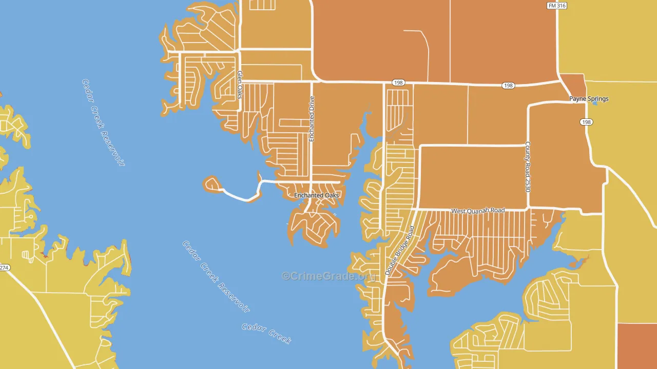 Enchanted Oaks, TX Map of Drug-Related Crime Rates
