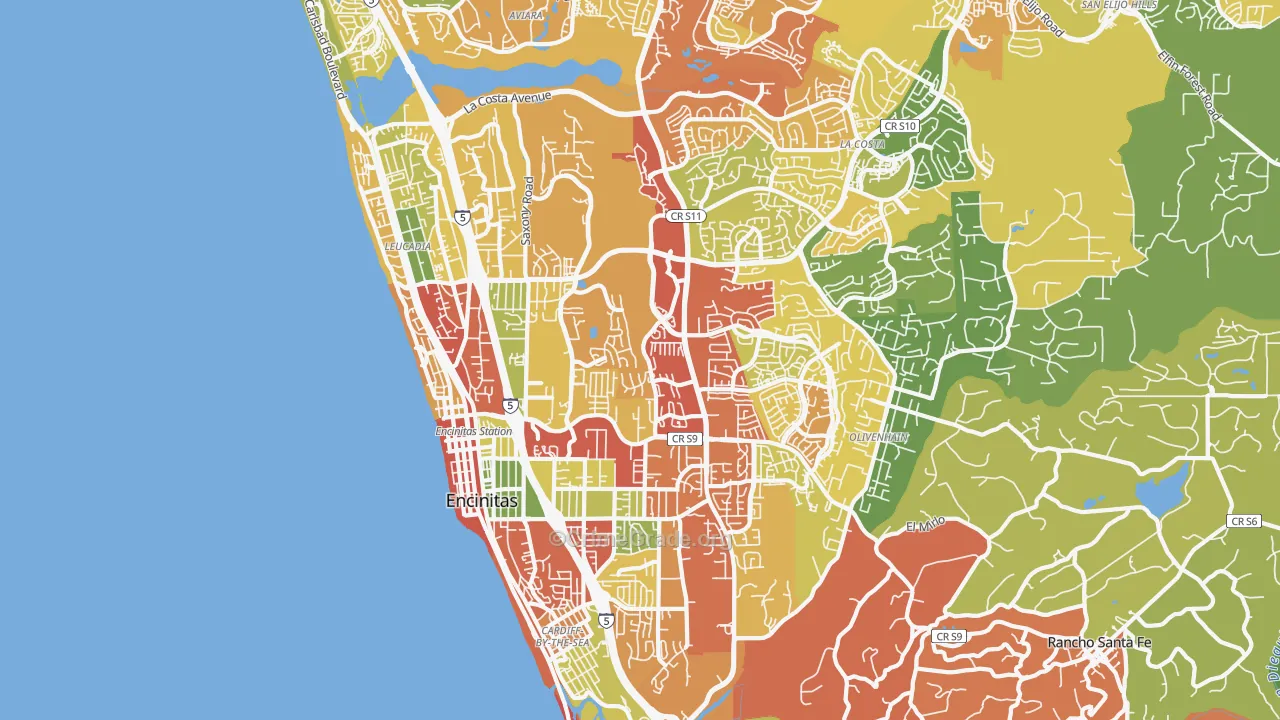 Encinitas, CA Map of Drug-Related Crime Rates